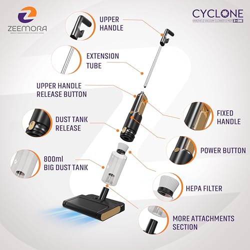Image of Cyclone 3-in-1 Wet & Dry Vacuum Cleaner with Floor Mop | 600W Brushless Motor | 20KPA Powerful Suction | HEPA Filter | 800ml Dust Tank for Home | Sofa | Carpet & Car - 1 Year Warranty