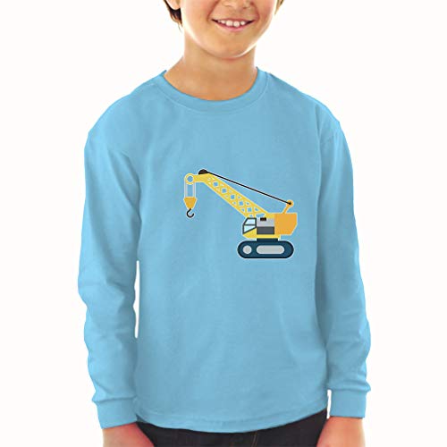 Kids Long Sleeve T Shirt Construction Toy Truck Crane Vehicle Cotton Boy & Girl Clothes Funny Graphic Tee A White Design Only 3T - Thumbnail 6