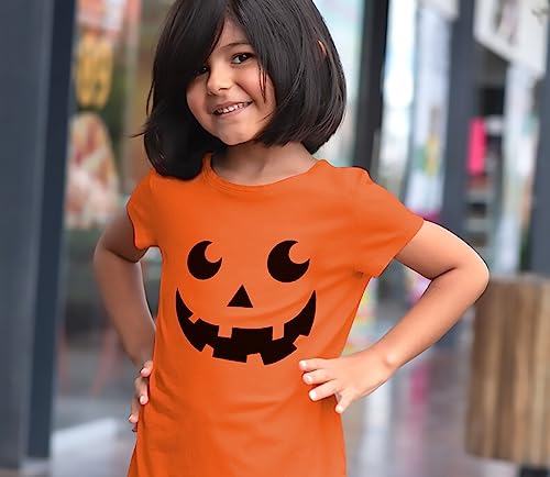 Image of Mrocioa Toddler Boy Girl Pumpkin Face Halloween T-Shirt Short Sleeve Tops | Fits 2 to 7T Kids,Soft Cotton,Cute Spooky Shirt for Trick or Treat Party,Candy Hunt,Halloween Night,October Outfit