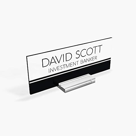 Personalized Desk Name Plate for Office Sign Modern Office Women Decor Home Desk Name Plate Teacher Desk Name Sign Holder Black Strips line - (8"x3") Cover