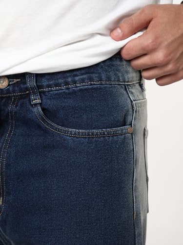 Image of Urbano Fashion Men's Loose Baggy Fit Heavy Washed Faded Denim Jeans Non-Stretchable