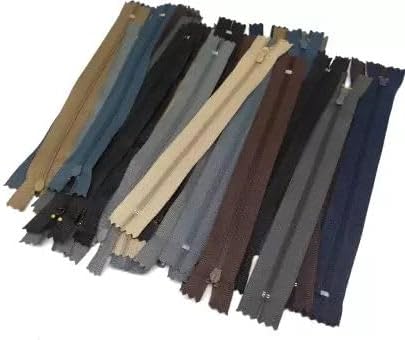 Mens Tailoring Zips 8inches (22 Cm) Length, Set of 25 - Gents Shades Zips Used in Pants, Children Suits Etc Multicolor Synthetic Open-Ended Zipper