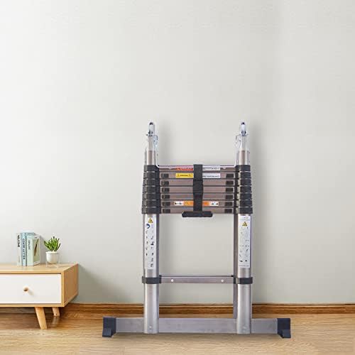 ZanGe 16.5Ft/5M A-Type Telescopic Ladder 2.5m+2.5m Telescoping Extension Multi Purpose Folding Portable Combination Ladder Heavy Duty, Stainless Steel DIY Collapsible Climb Home Stair Work Ladder