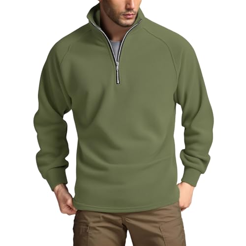 Men's Slim Fit Stand Collar Pullover Lightweight Quarter Zip Up Long Sleeve Sweatshirt Soft Warm Polo Sweaters - Main Image
