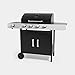 VonHaus Gas BBQ – 4+1 Burner Portable Barbecue with Warming Rack, Side Burner, Temperature Gauge, Cabinet Storage Shelf, Wheels, Gas Hose & Regulator – Steel Barbeque can Grill Meat, Fish & Veg