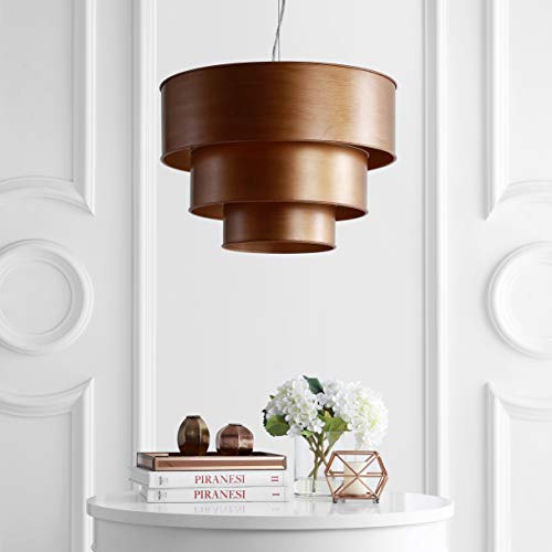 JONATHAN Y 21" Gold 3-Light Iron Pendant Light, 3-Tier Contemporary Concentric Ring Design, Adjustable Height Hanging Ceiling Fixture for Dining Room, LED Bulbs Included JYL9036A by JONATHAN Y - Image 7