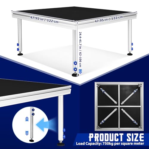 Image of Portable Stage Platform, 8'x20' Portable Aluminum Performance Deck 1900lbs Capacity, 24 inch-41 inch Adjustable Height Risers for Events, Wedding, Stage Platform Set, Portable Performance Stage