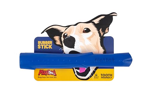 PlayDog Stick – Gummistab für Hunde aus Naturkautschuk | Apportierspielzeug & Robustes Kauspielzeug in Stockform | Zahnschonend, langlebig & sicher für Starke Kiefer, 25 × 3,2 cm