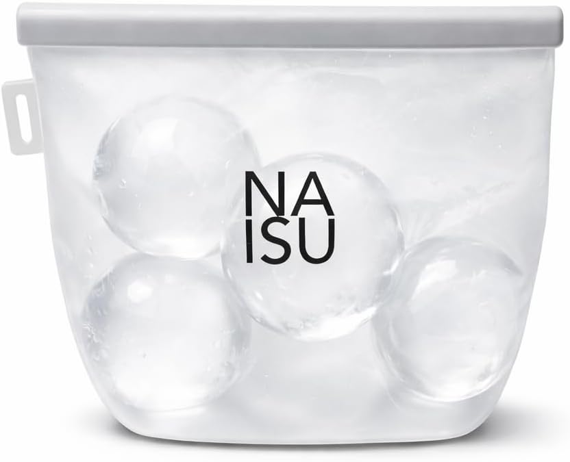 NAISU Clear Ice Silicone Storage Bag – Reusable Freezer Bag for Crystal-Clear Ice Balls & Cubes, Leakproof, Food-Grade, Ideal for Whiskey & Cocktails