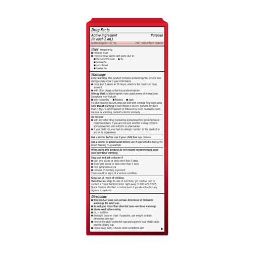 Image of Amazon Basic Care Children's Pain and Fever Oral Suspension Liquid, Pain Reliever, Fever Reducer, Acetaminophen 160 mg per 5 mL, Bubblegum Flavor, 8 fl oz