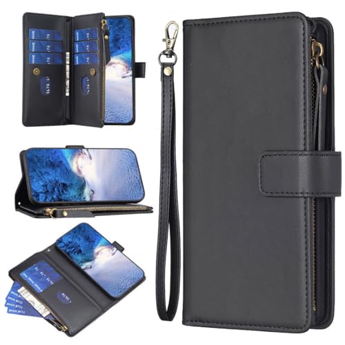 Housse Samsung Galaxy S24 en cuir noir robuste avec rangement de cartes