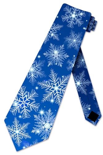 Three Rooker Shining Snowflake Ties for Men Holiday Necktie Christmas Tie Mens Festive Neckties