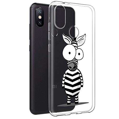 Eouine Funda Xiaomi Mi A2, Cárcasa Silicona 3D Transparente con Dibujos Diseño Suave Gel TPU Antigolpes de Protector Fundas para Movil Xiaomi MiA2 / Xiao Mi 6X 2018 5,99 Pulgadas (Cebra)