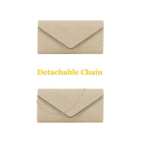Hoxis Patent Leather Flap Clutch, Charms Envelope Evening Bag with Turn Lock Closure and Chain Strap - Image 6
