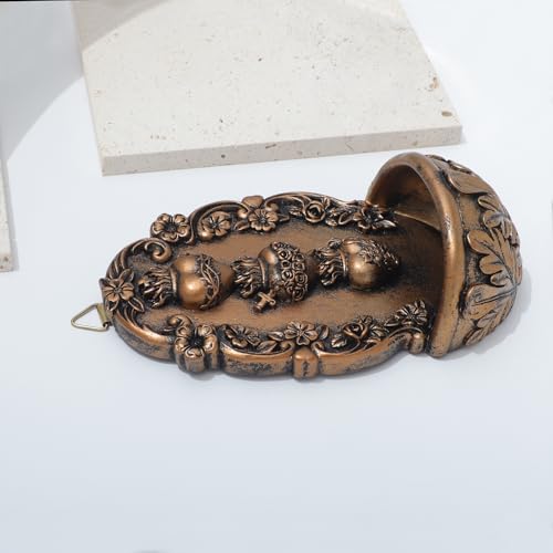 KOMI Holy Water Font for Home Resin Sacred Heart Holy Water Holder for Wall Hanging Catholic Decor Holy Water Fonts for Wall, Altar, Home Housewarming Catholic Christmas Gifts Copper-tone
