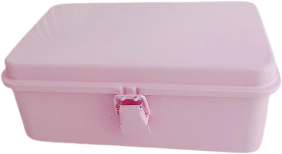 Metal Tool Box with Lock, Thickened Home Storage Toolbox Organizer for Car Mechanics, Pink Heavy Duty Tool Storage Case for Workshop and Garage,