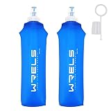 ソフトフラスク ハイドレーション ランニング ボトル 水筒 150ml/250ml/500ml 折りたたみ 防塵キャップ付き 軽量 トララン マラソン ハイキング 登山(青,500ml*2)