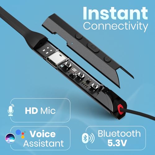 Image of Portronics Harmonics Z12 in Ear Bluetooth Neckband with Metallic Built & Hall Switch(ON /OFF),Upto 35 Hours Playtime, Gaming /Music Mode, Low Latency, Bluetooth Version 5.3V, Type C Fast Charging(Black)