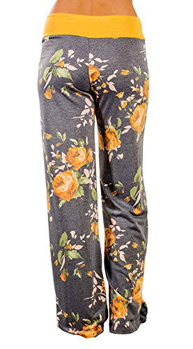 Amiery Women's Pajama Pants Pajamas For Women Palazzo Lounge Pants High Waist Casual Floral Print Drawstring Wide Leg Pants (Tag 3Xl (Us 14), Yellow) #TOP1