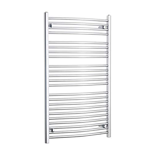 companyblue 700mm Wide Curved Chrome Heated Towel Rail Radiator Ladder for Stylish Bathroom (700 x 1200 mm)