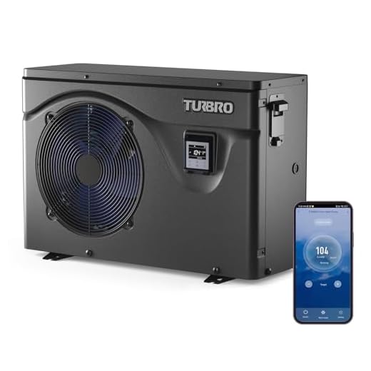 TURBRO 50,000 BTU Swimming Pool Heat Pump, Inverter Electric Pool Heater for in and Above-Ground Pools up to 16,000 Gallons, WiFi Enabled, Timer, 15.90 COP, 220-240 V, IPX4-Waterproof, Beluga Series