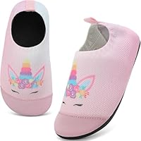 VOLHAL Hausschuhe Kinder Junge Leichte Rutschfeste Indoor Pantoffeln Mädchen Weich barfuss für Lauflernschuhe Kindergarten Slippers, Gradient Rosa 26 EU