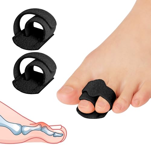 JUMPOW Toe Corrector for Women & Men - 2 Pcs Hammer Toe Straightener, Broken Toe Wraps, Toe Splint Relief for Broken Toes, Crooked Toes & Overlapping Toes (Black)