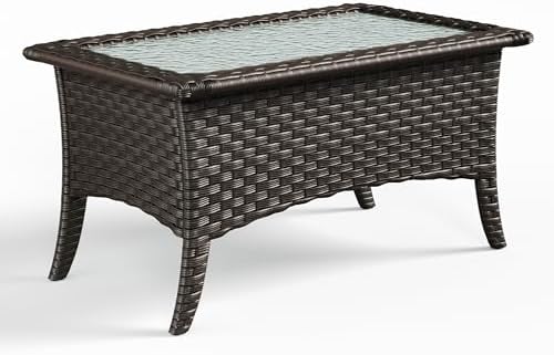 Sundale Outdoor Wicker Coffee Table, All Weather Rattan Patio Cof...