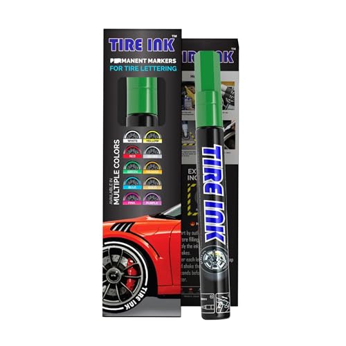 Tire Ink Green Color Tire Paint Pen - Waterproof Permanent Paint Pens for Car Wheels Lettering | Car Wash Safe and Durable | Made in Japan