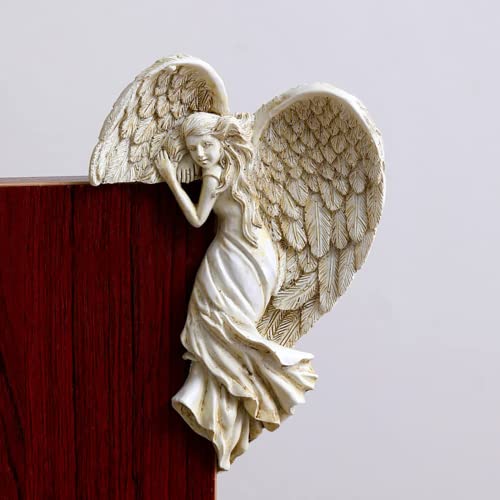Estatua de ángel para marco de puerta con alas en forma de corazón miniatura 3