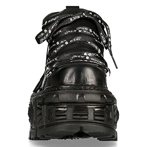 New Rock M-Tank120N Men's Black 100% Leather Goth Platform Punk Metal Ankle Boots 8 #TOP4
