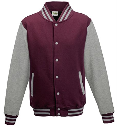Awdis Unisex Varsity Jacket Large Burgundy/Heather Grey #TOP14