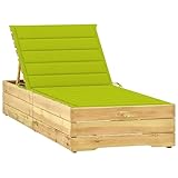 Esta tumbona de madera con cojín combina estilo y funcionalidad y agrega un toque de encanto rústico a tu jardín o patio.Hecha con madera de pino impregnada, la tumbona es resistente a la intemperie, muy duradera y fácil de limpiar con un paño húmedo