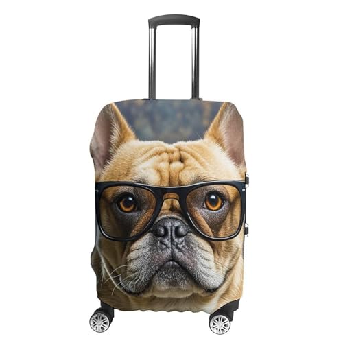 French Bulldog Wearing Sunglasses Printed Luggage Cover Protector, Fits 18-32 Inch Luggage