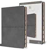 KJV Holy Bible, Large Print Medium format, Gray Faux Leather with Ribbon Marker, Red Letter, thumb Index (KJV Medium Size Large Print Editions)