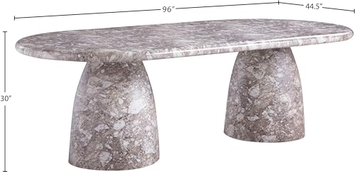 Image of Meridian Furniture 708Brown-T Cosenza Collection Art Deco 96 inch Indoor /Outdoor Concrete Dining Table with Brown Marble Finish, 96 inch W x 44.5 inch D x 30 inch H, Brown