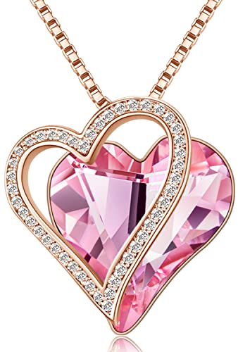 Sumonyo Love Heart Pendant Necklaces For Women Crystals Jewelry Gifts For Women Her Girlfriend Mother's Wife Christmas Birthday Anniversary Valentines Day Pink #TOP3