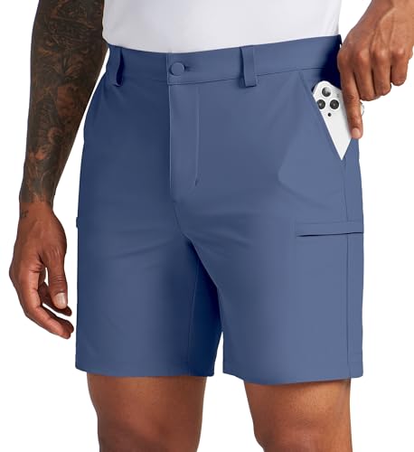 Willit Men's Golf Shorts Stretch Dress Shorts Cargo Quick Dry Athletic Casual Shorts with Pockets 7" Blue 35W