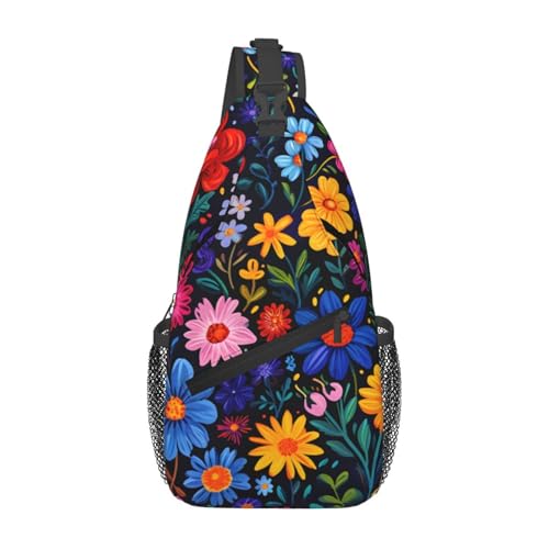 Morrales tipo sling con diseño floral colorido para mujer y hombre
