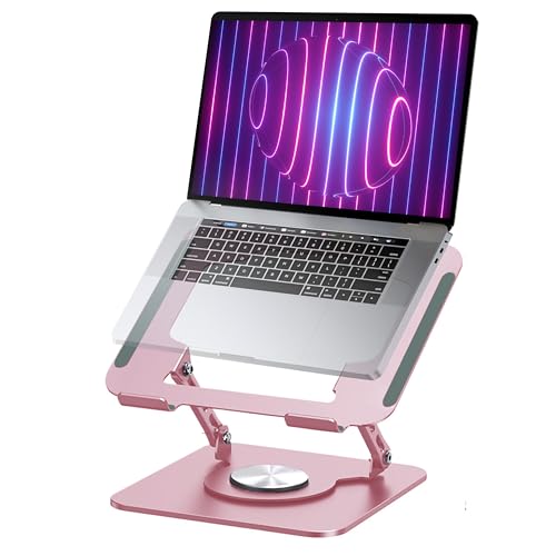 MENDELEEV STYLE Pink Laptop Stand for Desk with 360 Rotating Base Compatible with MacBook Pro/Air Notebook up to 16 Inches Computer Stand for Laptop Ergonimic Foldable Riser for Desk