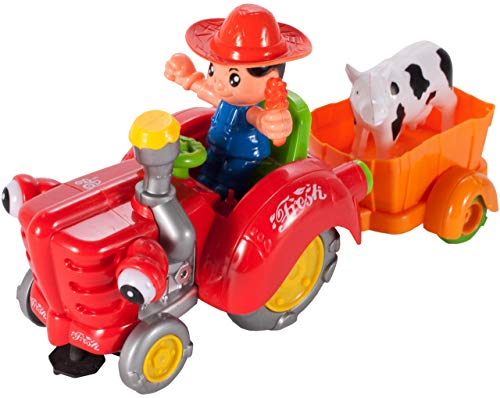 MalPlay Traktor mit Anhänger | Rollenspiele Trecker mit Tieranhänger | mit Licht & Sound | Geschenk für Mädchen und… – Bild 6