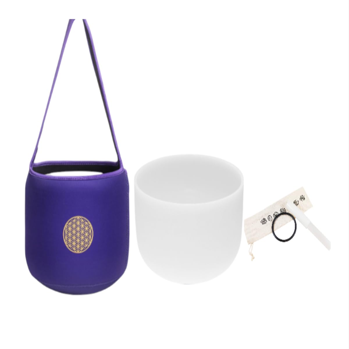 FMTYSinging Bowl 9 inch, B note Crystal Singing Bowl with Soft Carrying Bag, Crystal Mallet, O-Ring Pure Quartz Crystal Sound Bowl for Meditation, Yoga, Spiritual Healing