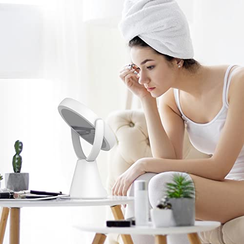 Beautural Double Sided Vanity Mirror With 3 Color Led Lights, 5 Level Brightness, Lighted Makeup Mirror With 1X/10X Magnification, 1.57Inch Adjustable Standing Height, Powered By Ac Adapter #TOP5