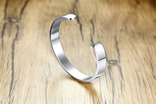 Mealguet Stainless Steel Cuff Medical Alert Id Bracelet Open Metal Custom Medic Identification Cuffs Bangle For Men Women,7.7-8 Inches thumb #4