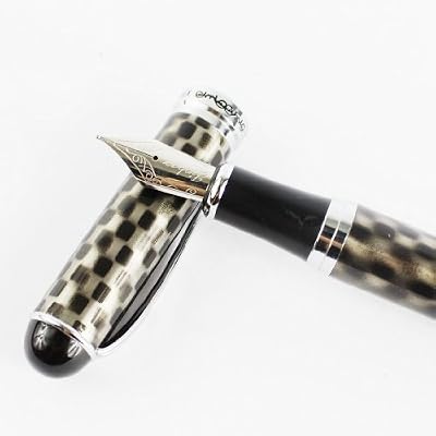 Jinhao Luxury 750 fountain pen with black and silver lattice shape