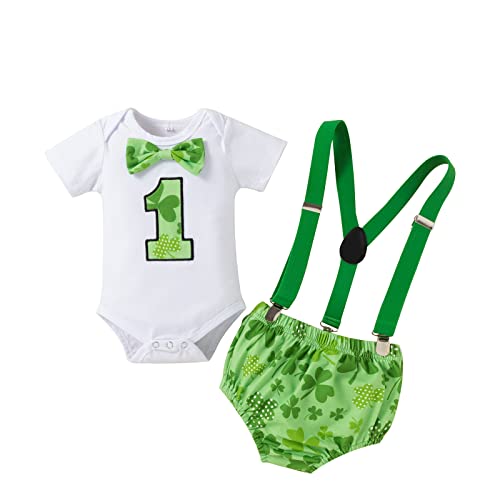 AMDOLE Infant Baby Boys Girls St. Patrick's Day Letter Printing Romper Bib Short Set Toddler Newborn Fashion Jumpsuit Body Outfits Clothes Set