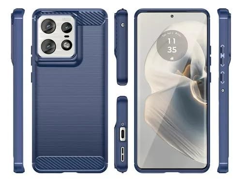 Image of NPRC Hybrid Ultra Slim Protective Case TPU Non-Slip Carbon Fiber Texture Shockproof Case Cover for Moto Edge 50 pro - Blue