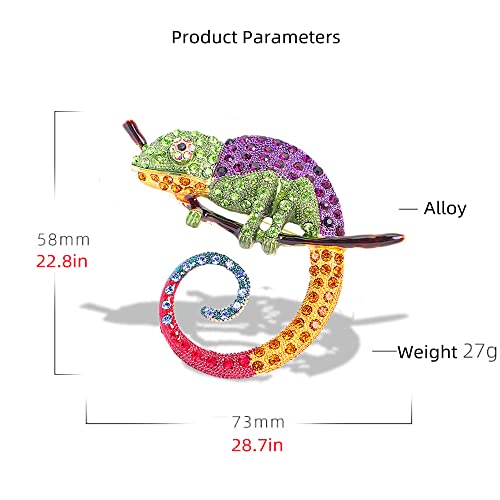 Rhinestone Chameleon Brooch Pin For Women Girls Fashion Exquisite Big Green Purple Colorful Crystal Animal Lizard Brooches Lapel Pins Dress Accessories Christmas Halloween Jewelry Unisex Gift #TOP5