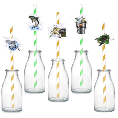 Serencatcher 50 pitillos de papel para fiesta Gone Fishing miniatura 1