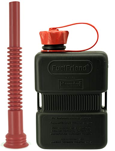 FuelFriend®-PLUS 1 Liter - Sonderserie Schwarz - Benzinkanister Mini-Reservekanister + Flexibles Auslaufrohr